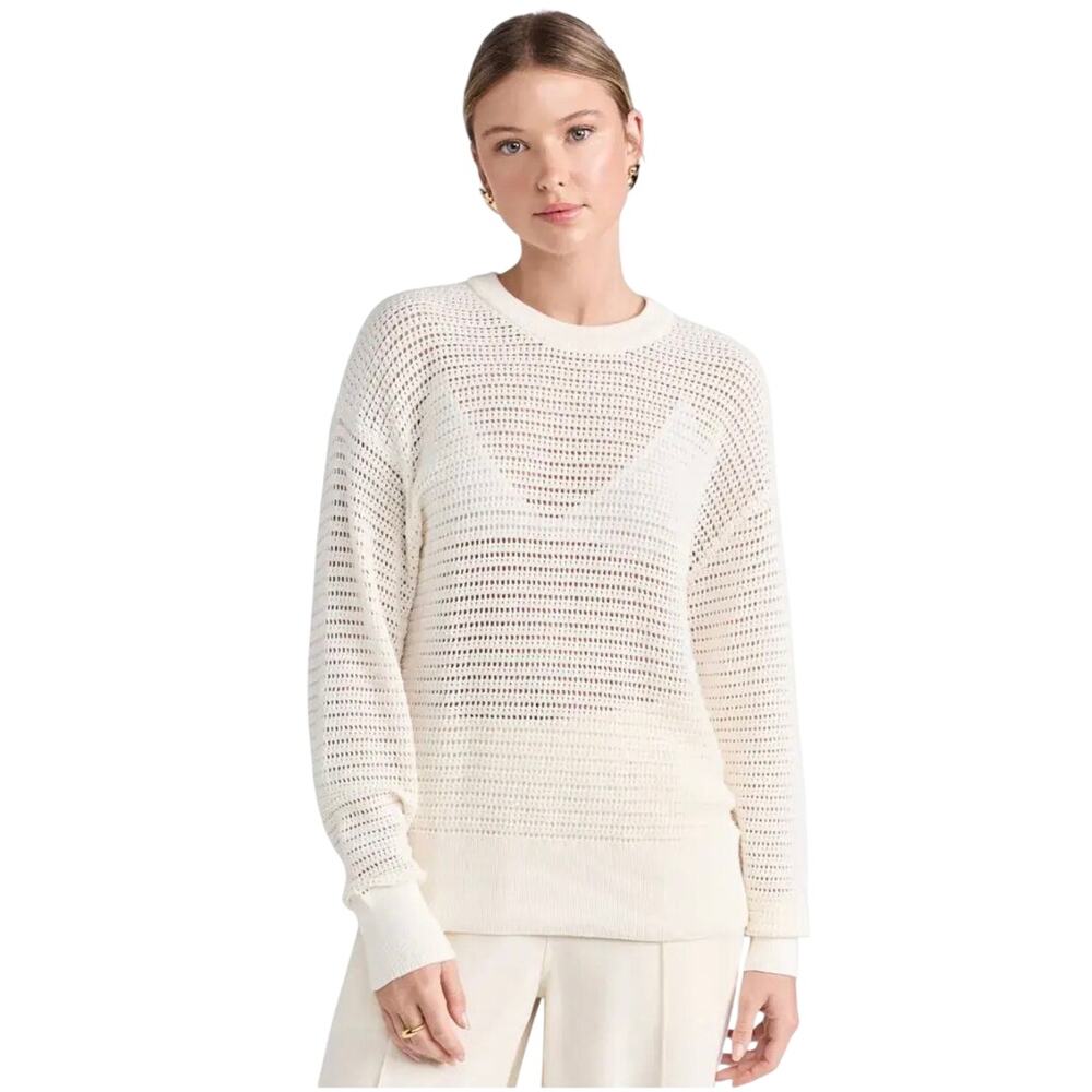 VARLEY Women’s Kershaw Cream Open Knit Pullover Crewneck